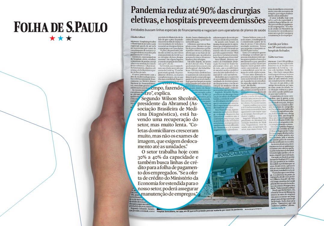 Presidente da Abramed fala à Folha de S. Paulo sobre cenário de queda de exames nos laboratórios durante pandemia