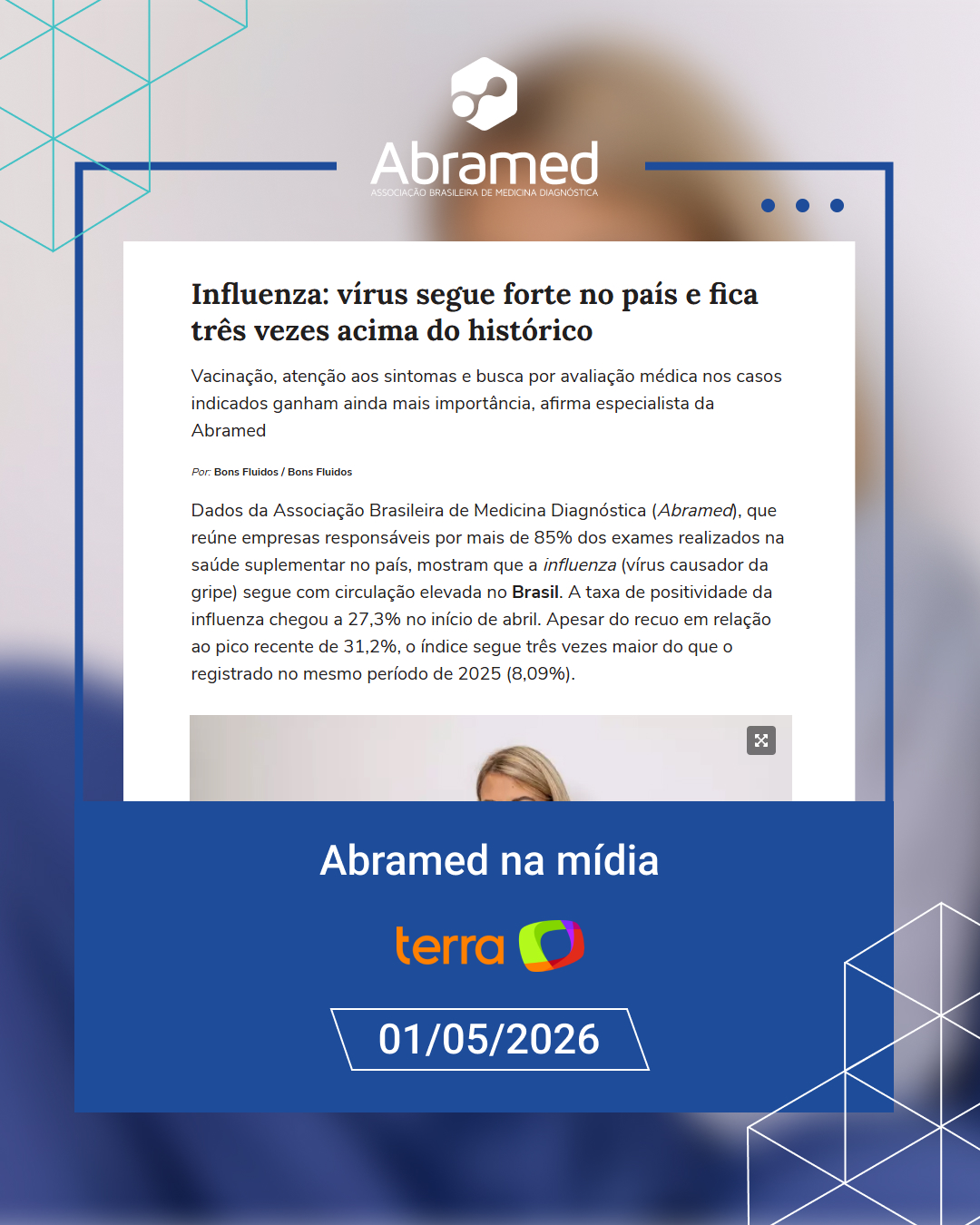 Dados da Abramed sobre influenza ganham destaque no Portal Terra e reforçam importância da vacinação e do diagnóstico precoce