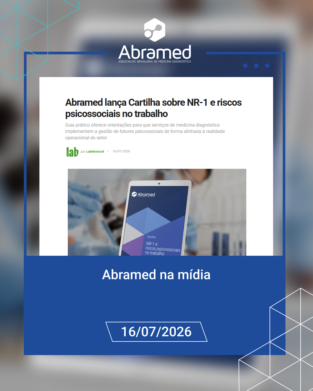 Abramed é destaque no LabNetwork com lançamento de cartilha sobre NR-1 e riscos psicossociais no trabalho